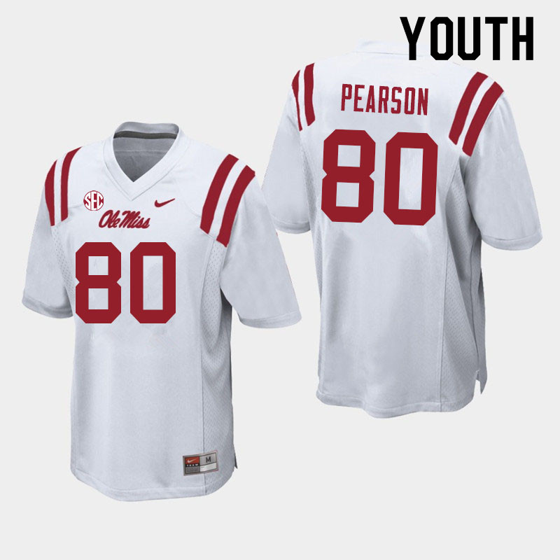 Youth #80 Jahcour Pearson Ole Miss Rebels College Football Jerseys Sale-White - Click Image to Close